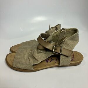 Blowfish Malibu balla peep toe sandals canvas women’s size 8.5 casual neutral‎